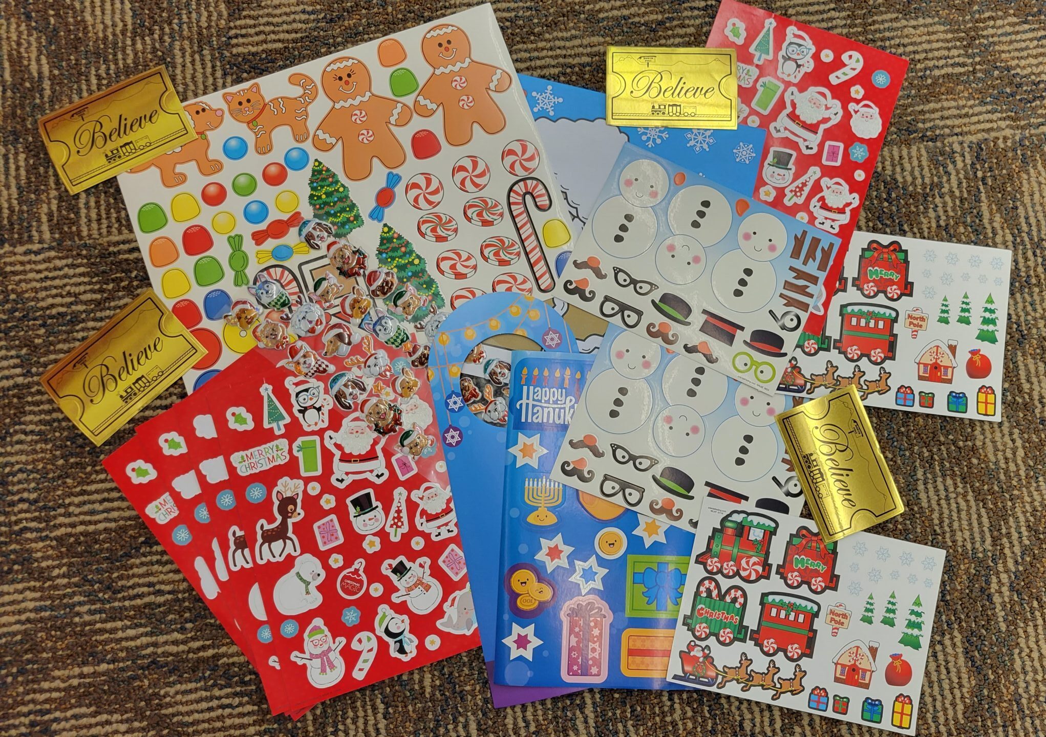 Stack of holiday themed stickers